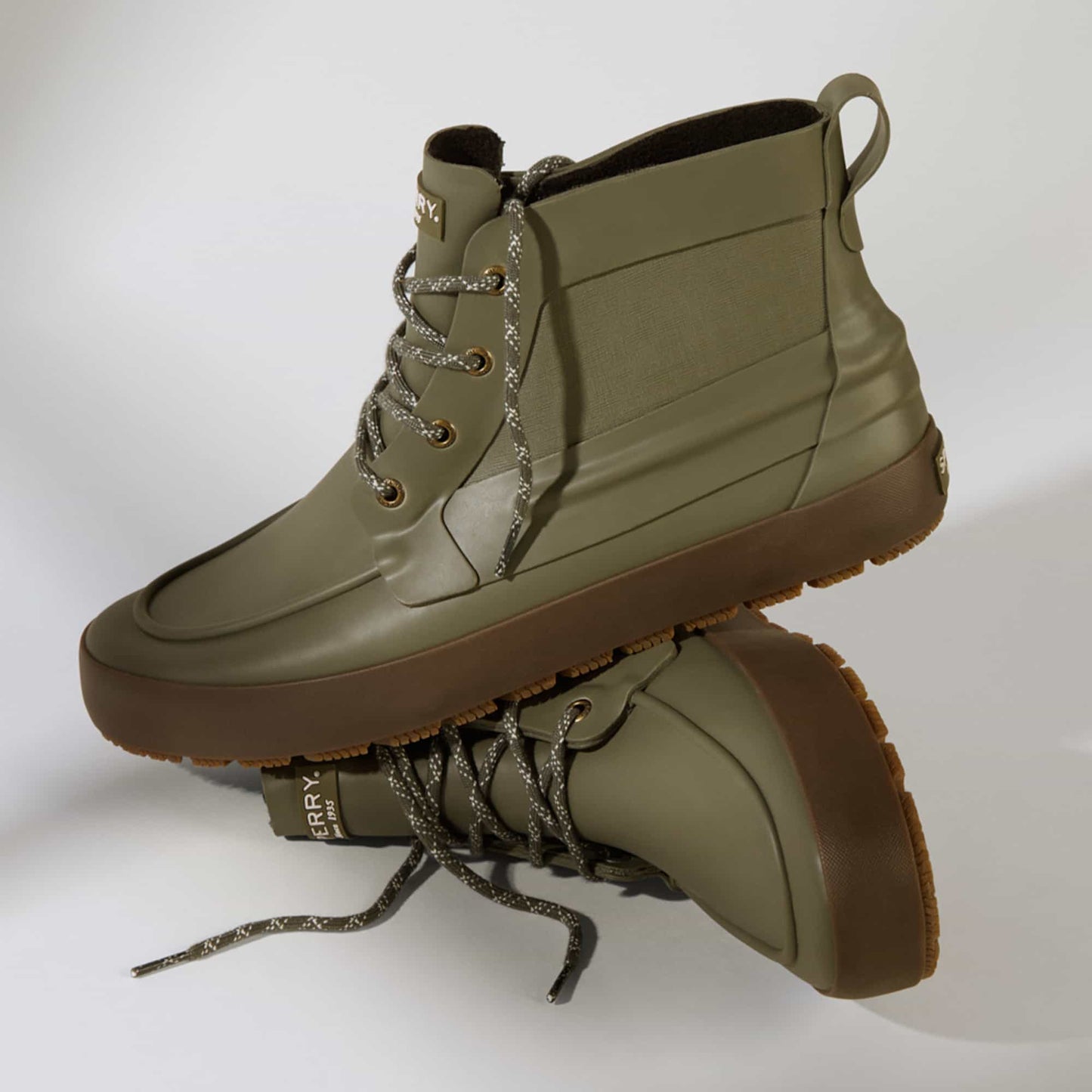 Sleek Lace Up Boot Olive Sperry