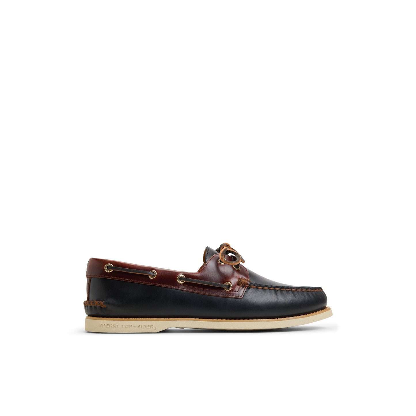 Gold Authentic Original™ 2-Eye Lite Boat Shoe Black Combo Men's Leather Sperry