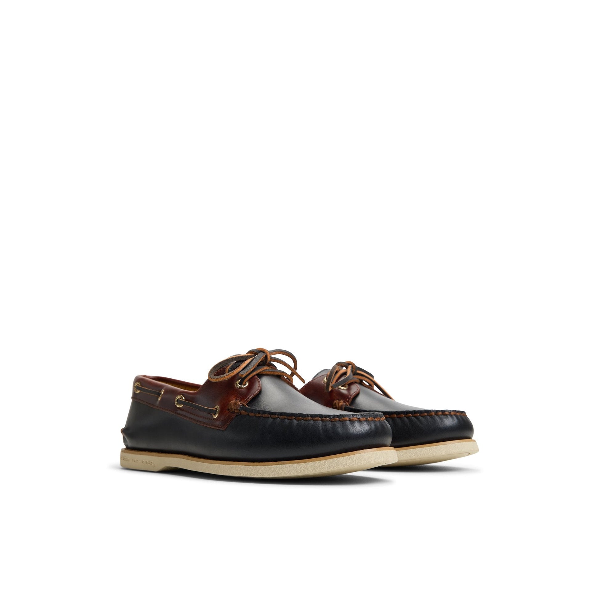 Gold Authentic Original™ 2-Eye Lite Boat Shoe Black Combo Men's Leather Sperry