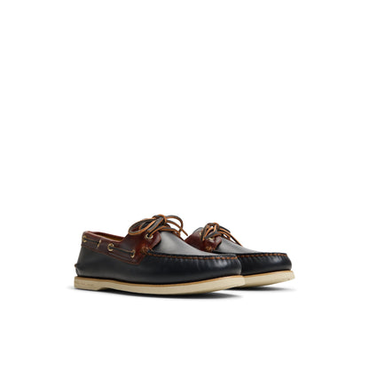 Gold Authentic Original™ 2-Eye Lite Boat Shoe Black Combo Men's Leather Sperry