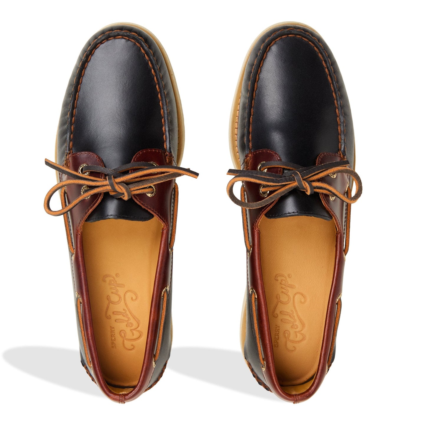 Gold Authentic Original™ 2-Eye Lite Boat Shoe Black Combo Men's Leather Sperry